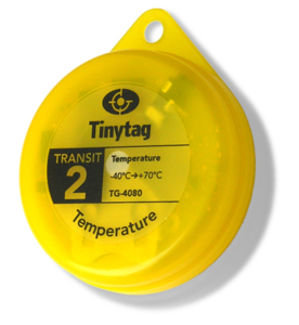 BS EN 12830 compliant Tinytag Transit 2 TG-4080 yellow temperature data logger for transportation
